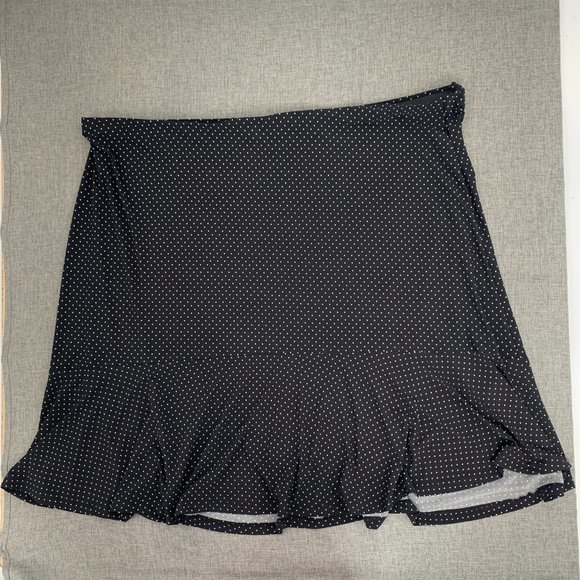 Brand New! Chaps Polka Dot Skirt 3X Pleated Elastic Waist Black White Stretchy‎ - Picture 1 of 12